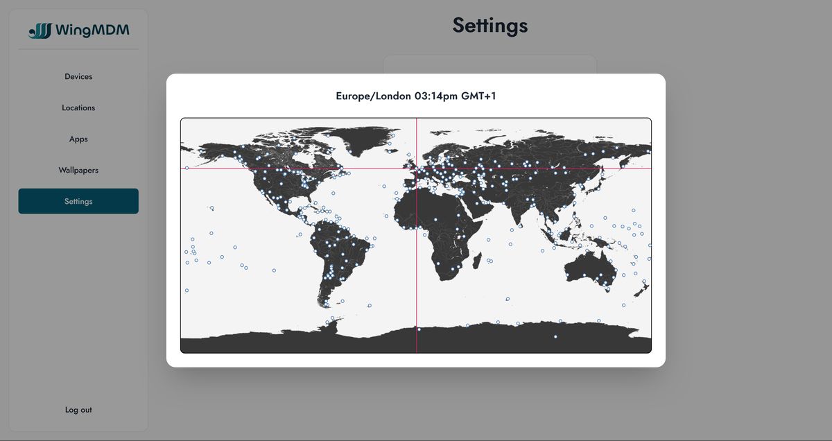 Screenshot of timezone picker